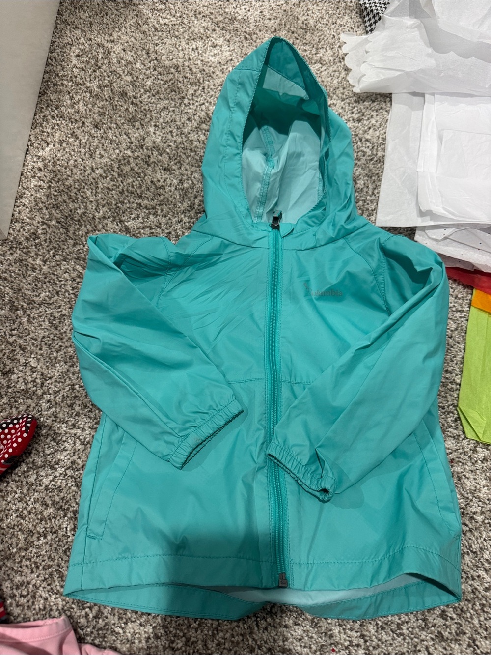 Children's Teal Hooded Rain Jacket - Lightweight Windbreaker Columbia 3t